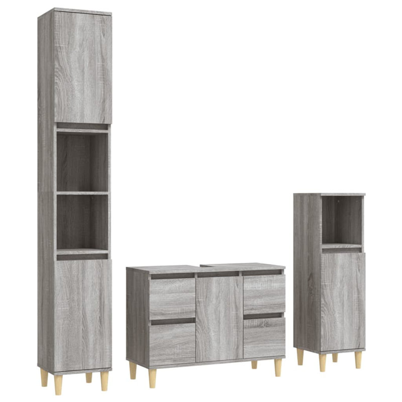 Afner Bathroom Storage Furniture Set, Grey Sonoma