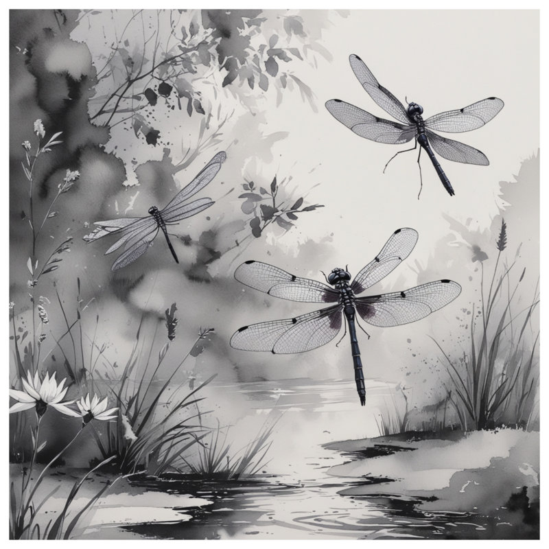 Libellules et rideaux à motif de libellules, 50 po x 80 po - 1 panneau, Transparent