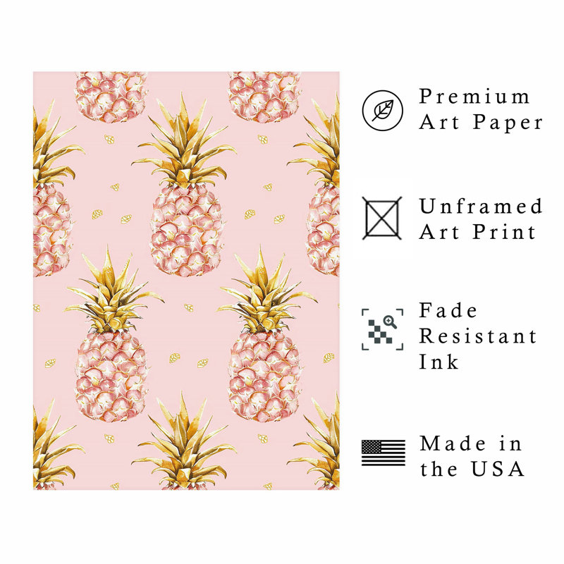 «Food and Kitchen Luxe Pineapples I Glam», reproduction d'art non encadrée, H 20 po x l 16 po