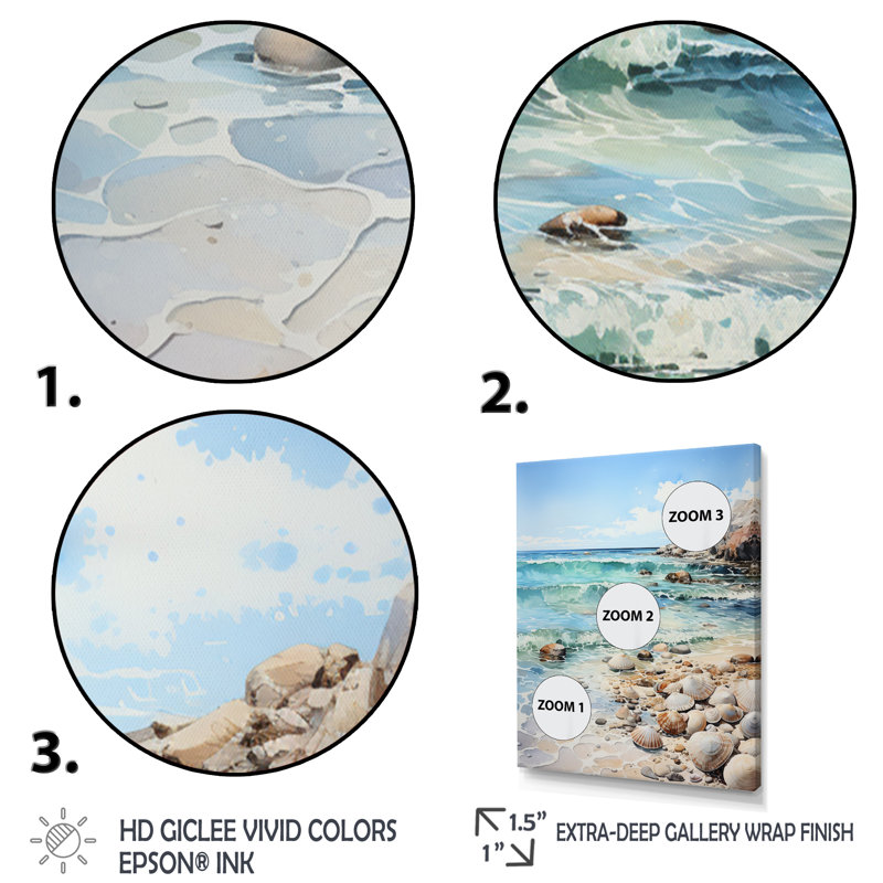 «Beach Photo Tranquil Tide VII» - Reproduction d'art nautique et plage, Cadre flottant blanc, H 32 po x l 24 po x P 1 po