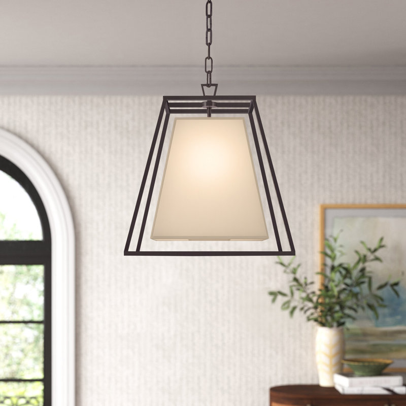 Lustre géométrique à 4 lumières Maximus, Crème, Nickel poli