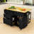 Kitchen Island Set with Drop Leaf, 2 Seating Stools, Storage Drawers and Cabinet-1329511773