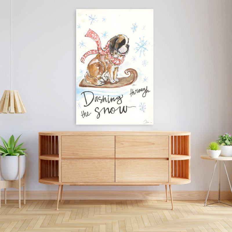 Dashing Through The Snow St. Bernard, H 48 po x l 32 po