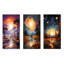 «Yellow Abstract Chromatique Space Landscape I - Abstract Landscape», ensemble de 3 reproductions d'art en métal-428268262