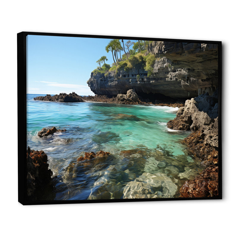 Rocky Beach Rocky Archway I - reproduction d'art, H 24 po x l 32 po x P 1 po, Cadre flottant noir