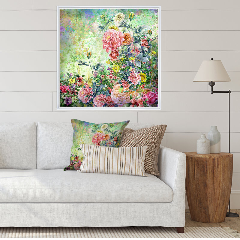«Modern Modern Pink And Green Summer Garden III», reproduction d'art sur toile, H 30 po x l 30 po x P 1 po
