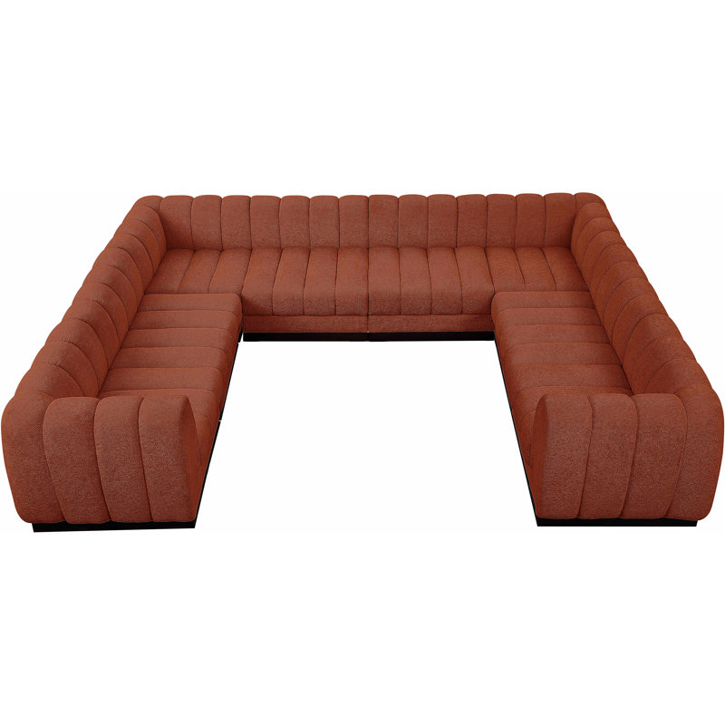 Canapé modulaire rembourré 8 pièces Quinn, Tissu cognac chenille