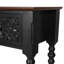 Console de 42 po avec 3 tiroirs et détails botaniques sculptés à la main, table d'appoint en bois avec rangement et pieds fuselés-130121026