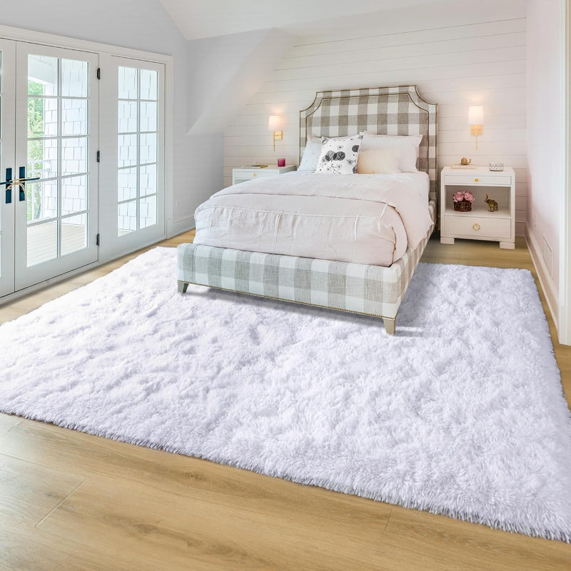 Shahen Rectangle Shag Area Rug, Rectangle 4' x 6', White