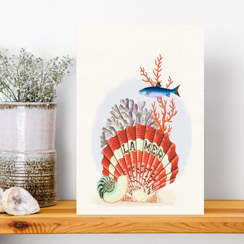 Art mural rétro La Mer Marine Treasures, H 18 po x l 12 po