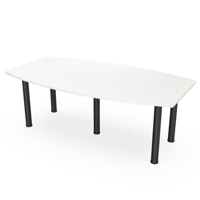 Boat Shaped Conference Table with Silver Post Legs