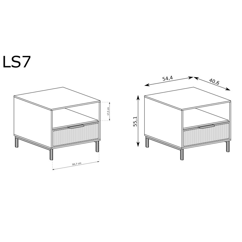 Bedside Cabinet LS-7 Indigo, Indigo