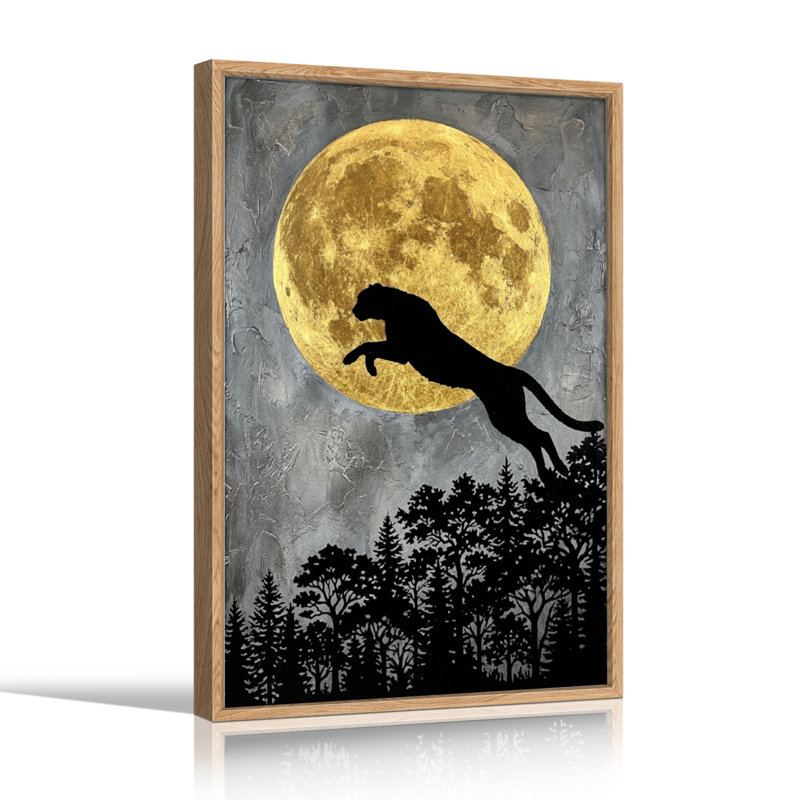 Lune panthère, reproduction d'art sur toile, ensemble de 1, Natural, 24"H x 18"W