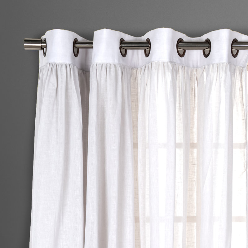 Rideaux semi-transparents avec œillets , L 52 po x L 84 po, Blanc