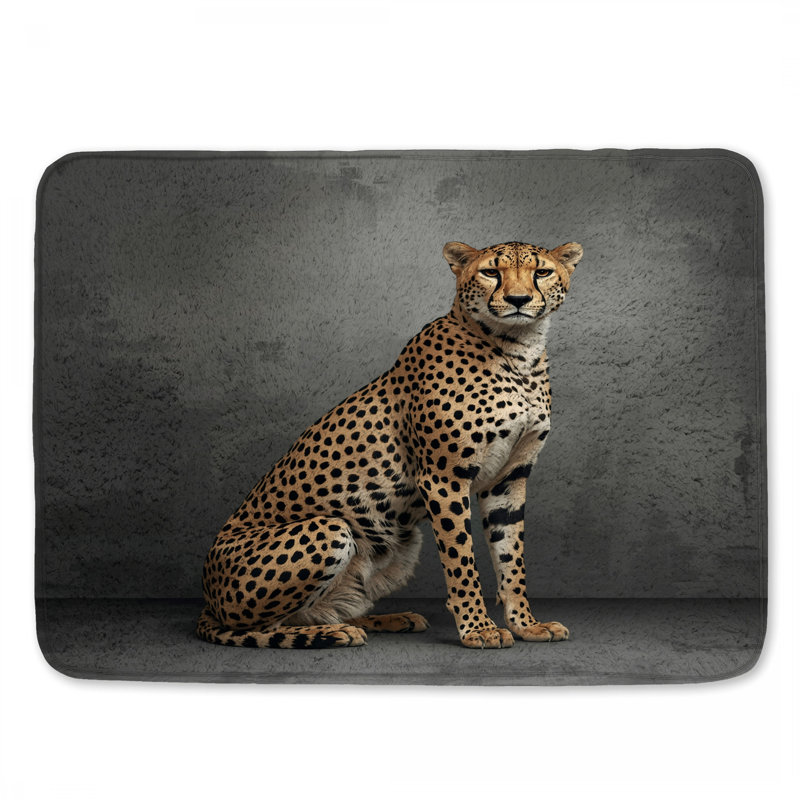 Tapis de bain guépard assis, L 34 po x L 21 po