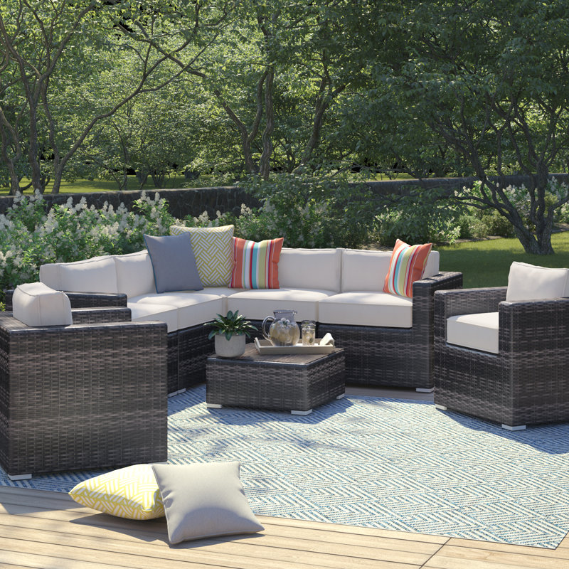 Herrick Wicker Fully Assembled 6 - Person Seating Group with Cushions