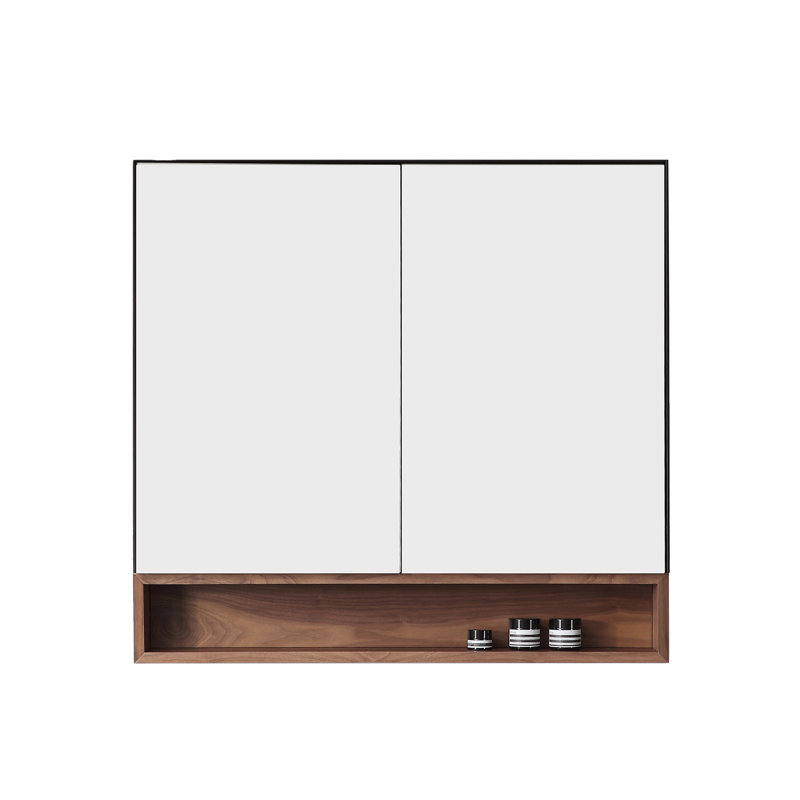 Bergen 36" Medicine Cabinet, Matte Black/Walnut