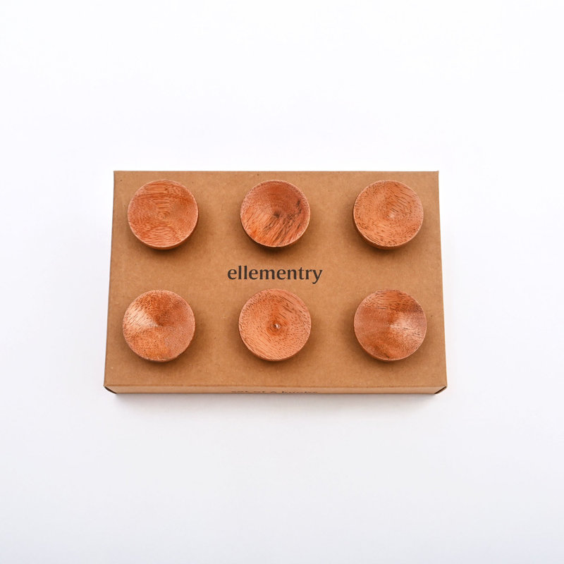 Brown Concave Wooden Knob – Set of 6