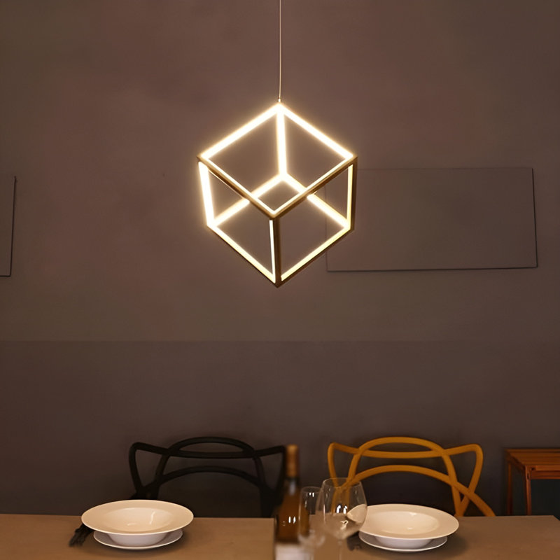 12" Minimalist Cube Led Integrated Pendant Lamp