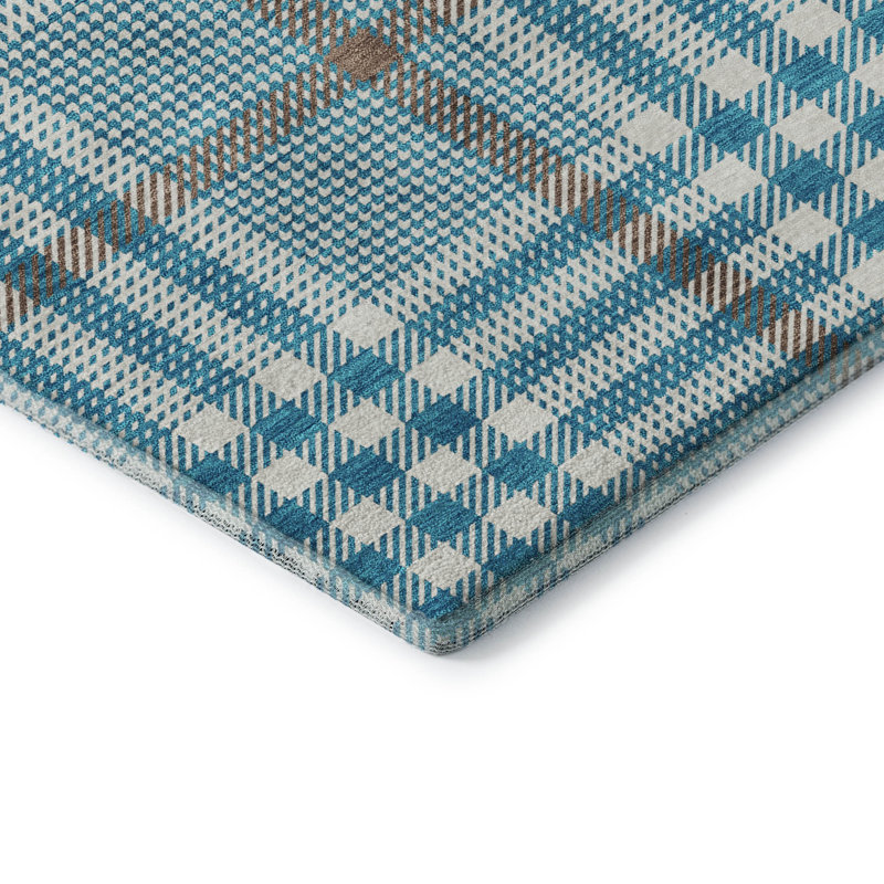 Tapis à carreaux Corry AMF1054 lavable à la machine de qualité supérieure, Rectangle 10 pi x 14 pi