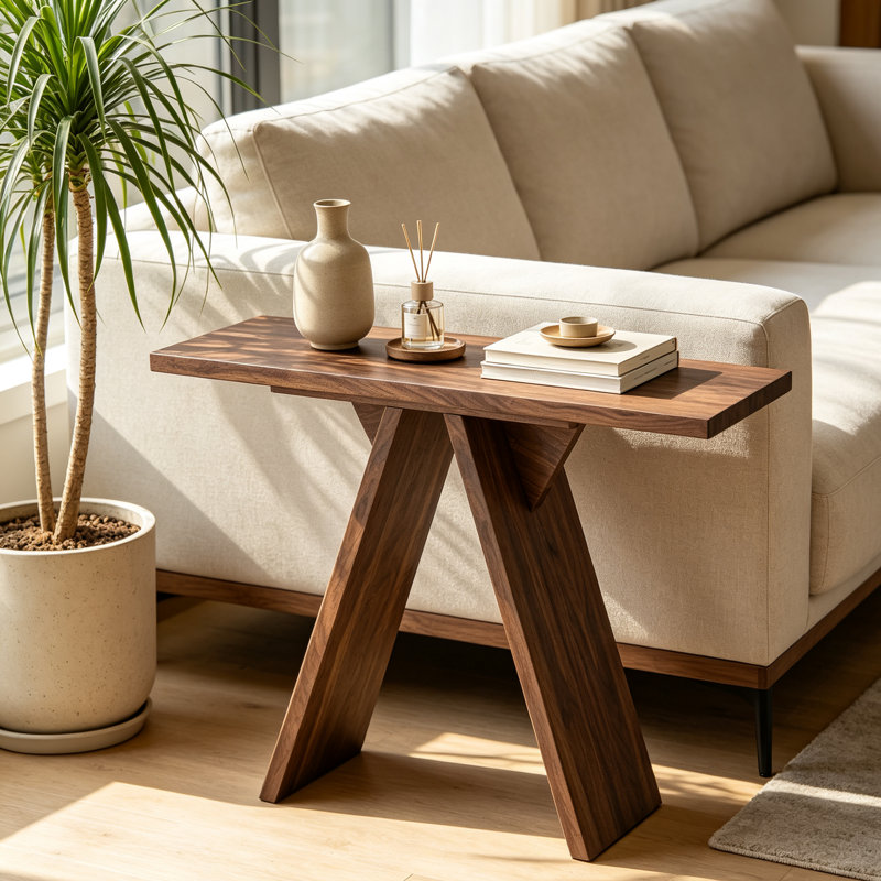 Console moderne de 43 po pour le vestibule, table de canapé étroite en bois avec base à structure en A, table d'appoint mince pour le salon et le vestibule