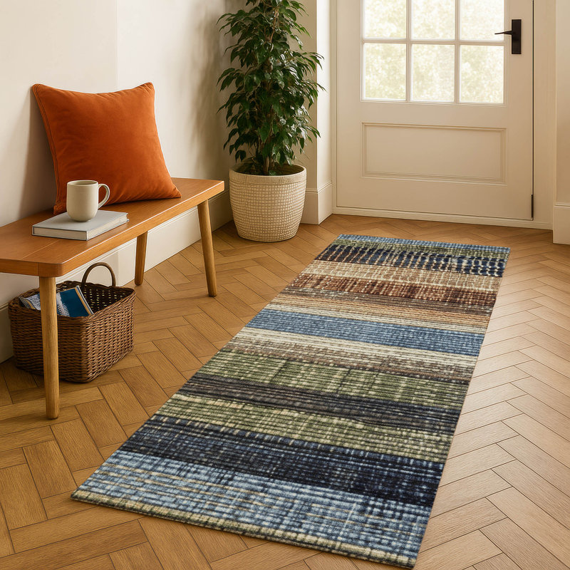 Premium Machine Washable Medena AMF1873 Stripes Rug, Runner 2'3" x 7'6"