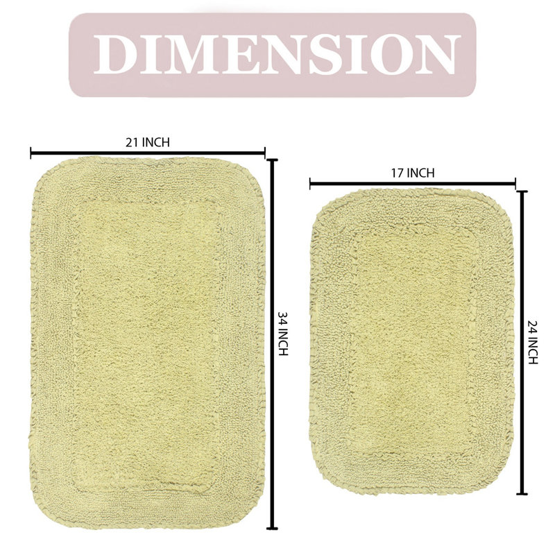 Ensemble de 2 tapis de bain en coton Aceyon, Vert