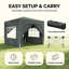 3 x 3 m Pop‑Up Outdoor Gazebo Shelter, Height‑Adjustable Marquee Tent with Windows, Doors and Carry Bag, Dark Grey
