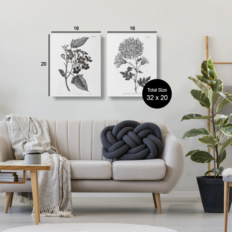 Ensemble de 2 reproductions d'art sur toile rétro en fleurs, design par Kelly Donovan, H 20 po x l 16 po