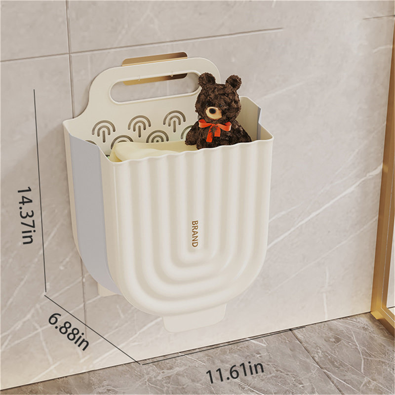 Plastic Laundry Hamper with Handles, 14.37" H x 11.61" W x 6.88" D