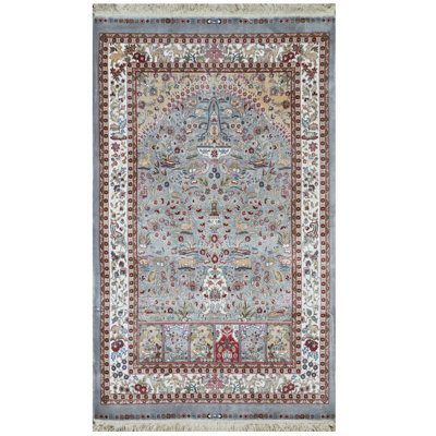 Gris Cachemire noué à la main gris Kashmiri de conception unique 2 pi 6 po x 4 Tapis décoratif pi Amorrah