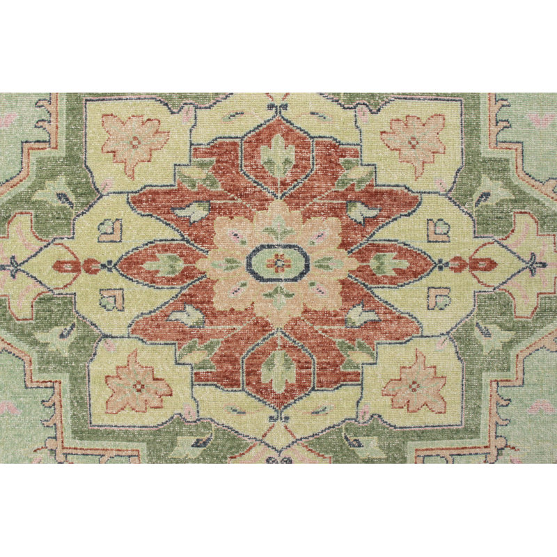 Distressed Homage Hand Knotted Wool Geometric Area Rug, Rectangle 8' x 10'