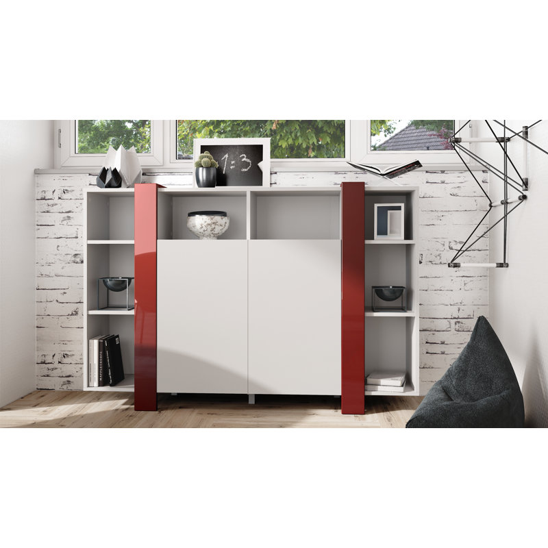Abbie-May 149cm Sideboard, White Matt/Bordeaux High Gloss