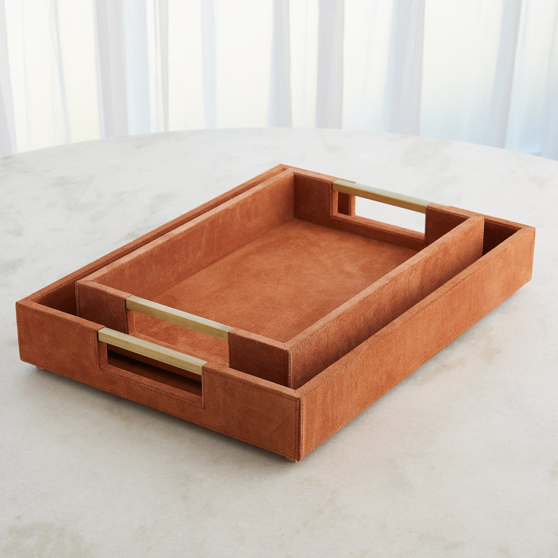 Decorative Tray, 22"Wx16.5"Dx3.75"H, Brown