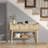 Fluted Console Table With 3 Drawers And Open Storage Shelf, Console Sofa Table For Living Room-1941142485