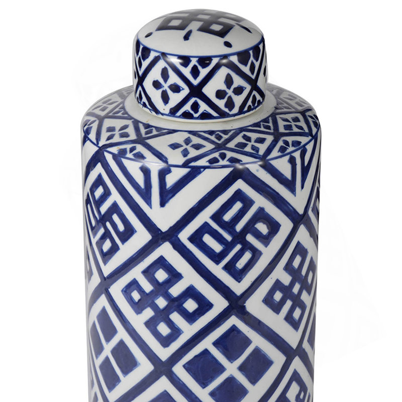 D6.3X13.8 "Bocal cylindrique bleu et blanc Valora
