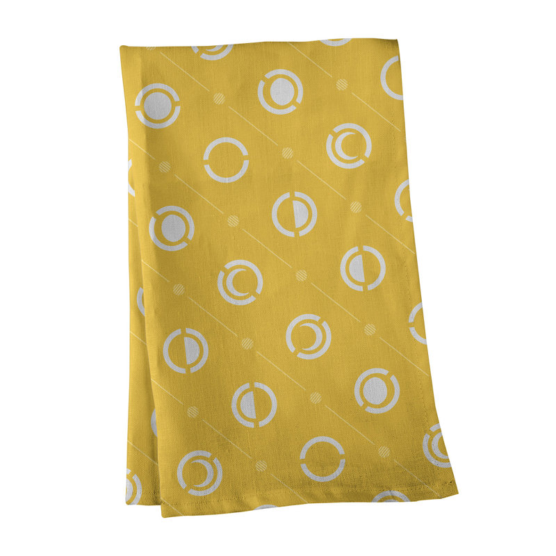 Torchon Moon phases, Jaune/blanc, Croisé en coton