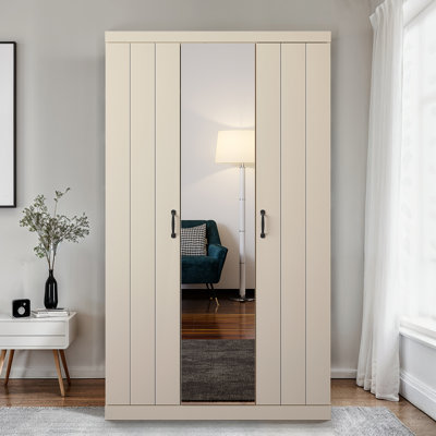 Allington 3 Door Manufactured Wood Wardrobe With Mirror