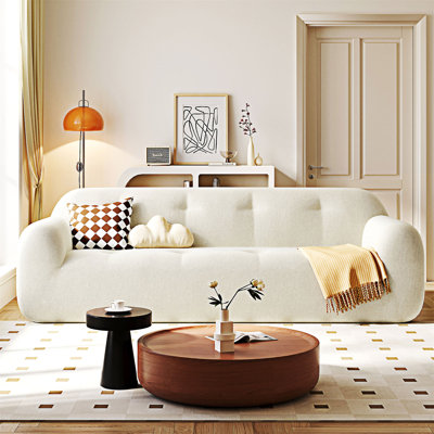 Fabric 3-Seater Sofa With Tufted Design