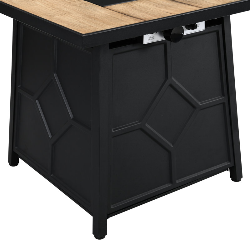 Table de foyer d'extérieur au propane de 28 pouces avec couvercle imperméable 40 000 po, brun, + fer à repasser, facile à assembler, table de gaz d'extérieur à allumage automatique, bureau de carrelage, ambiance