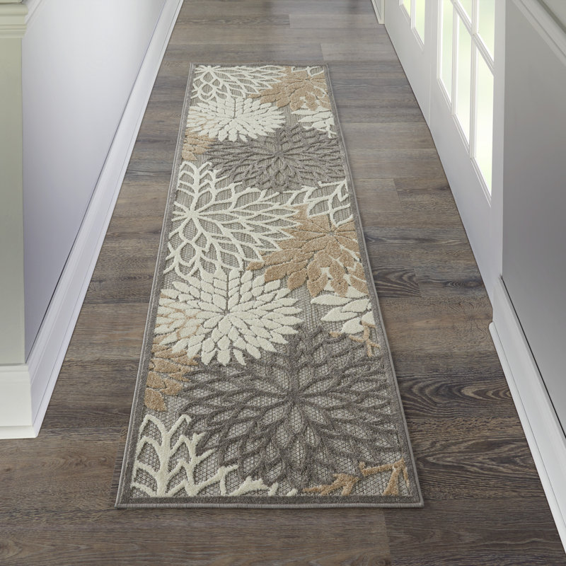 Tapis à motif floral moderne et naturel Newton, Tapis de couloir 2 pi 3 po x 8 pi