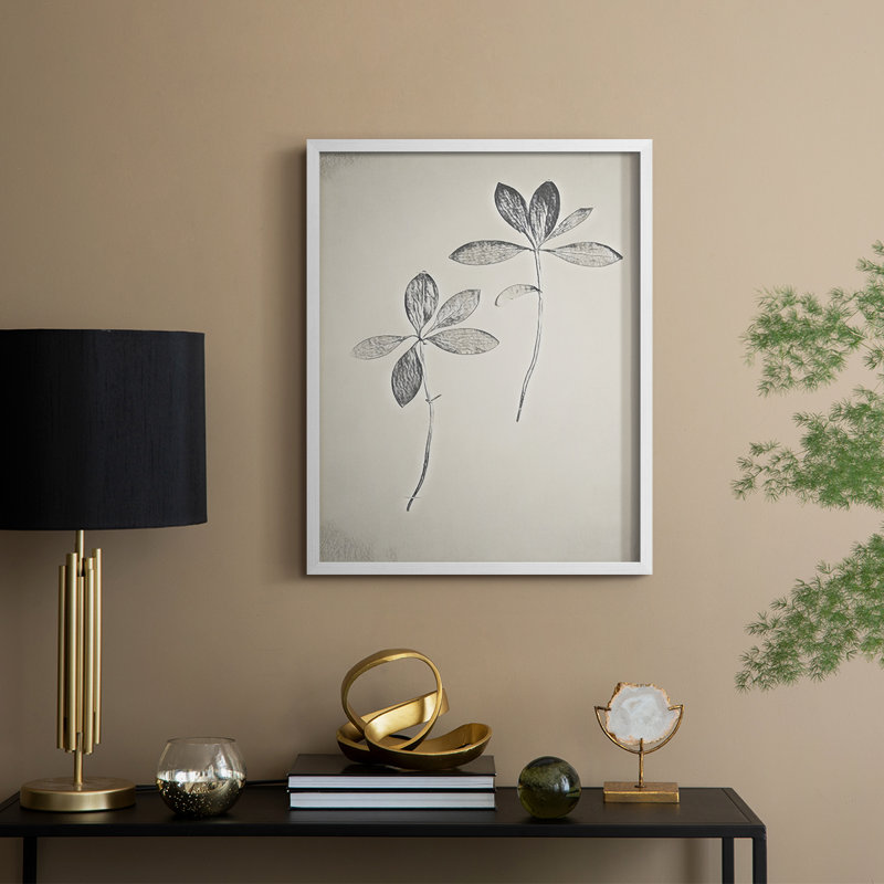 Impression florale vintage encadrée CCXII - bois massif, H 21 po x l 17 po, Blanc