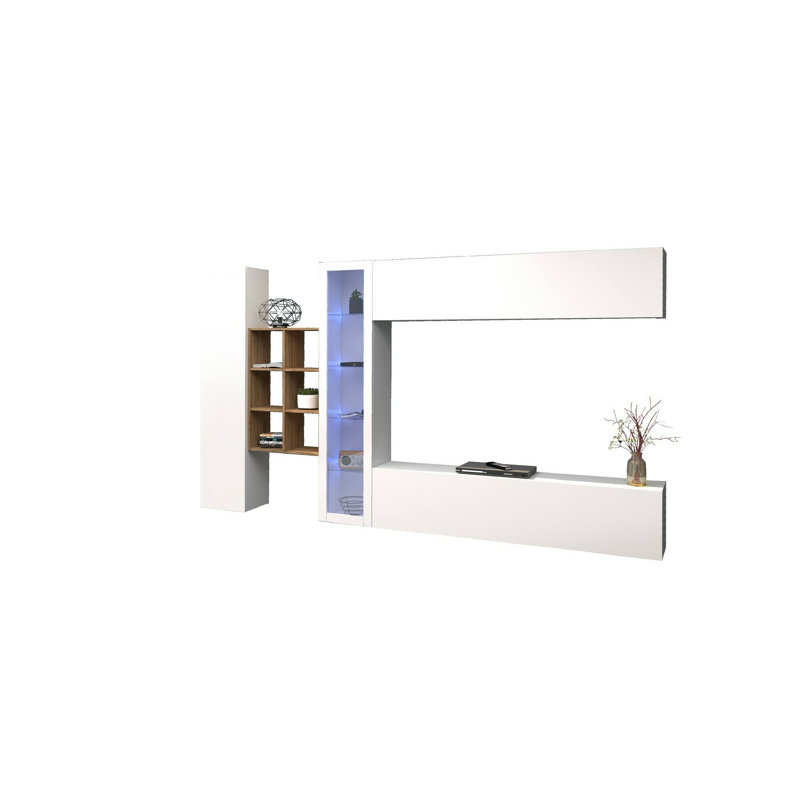 Calisto Rectangle Accent Cabinet, Glossy White/Maple
