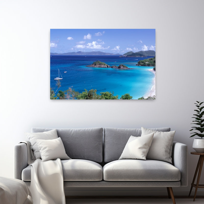 High Angle View of Trunk Bay, St. John, Îles Vierges des États-Unis, paysage abstrait, art naturel, H 32 po x l 48 po