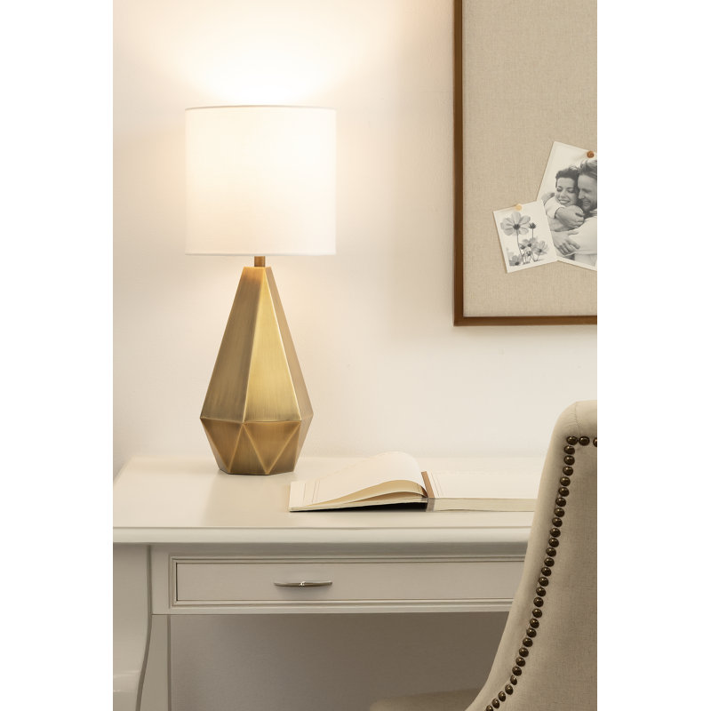 Modern Faceted Bedside Table Lamp, Gold, Metal