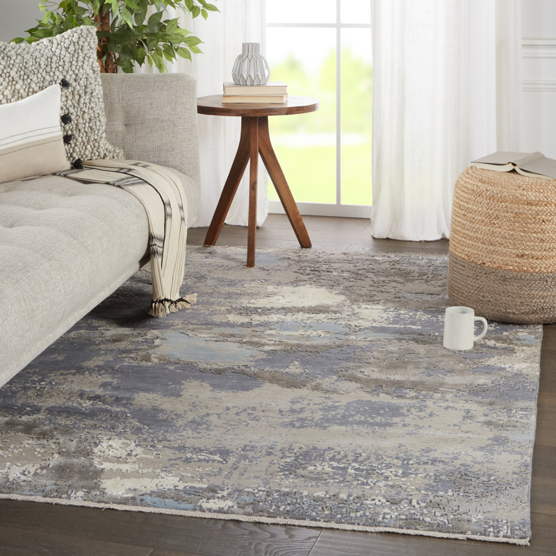 Tapis abstrait gris, Rectangle 5 pi 3 po x 7 pi 6 po