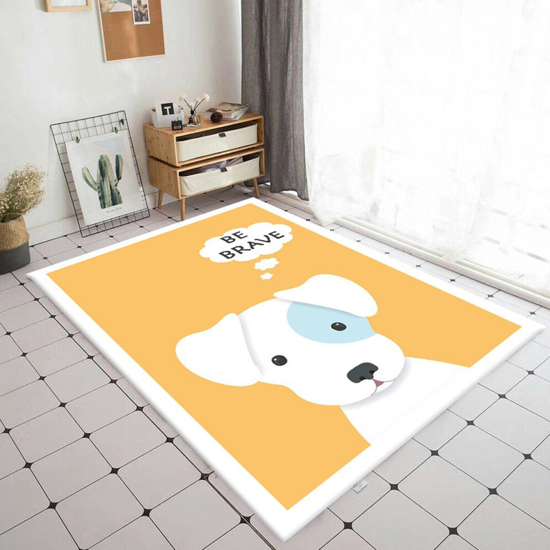 Tapis en polyester tissé à la machine bleu / jaune Golub, Rectangle 3 pi 3 po x 4 pi 11 po