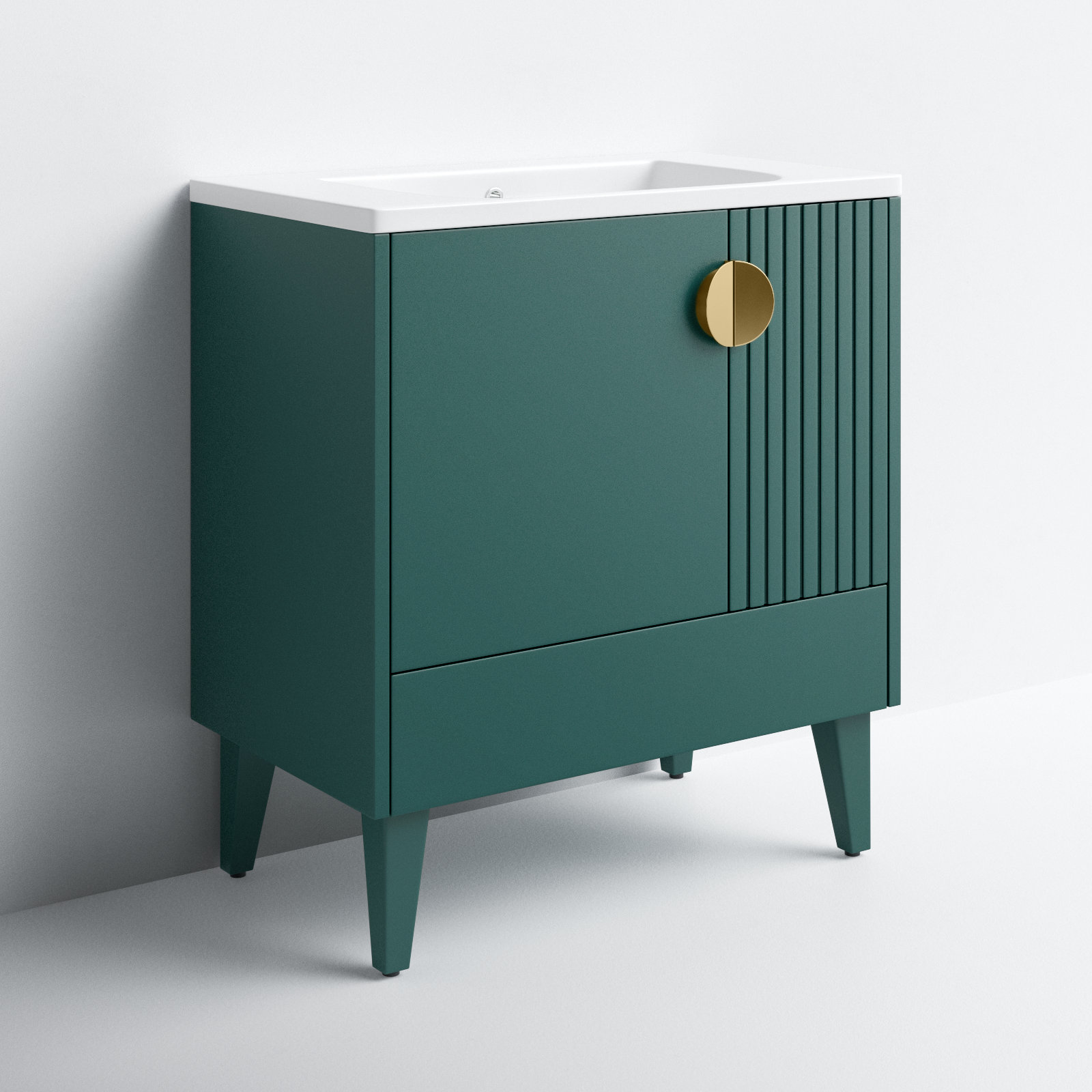 Saimah 30'' Single Bathroom Vanity, Satin Brass, Green