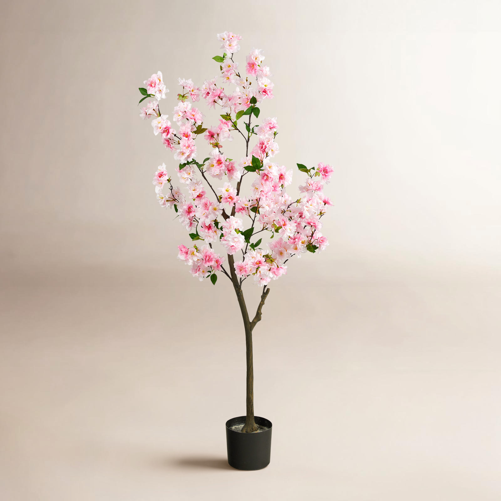 Faux Cherry Blossom Tree in Planter, Pink, 60" H x 24" W x 12" D