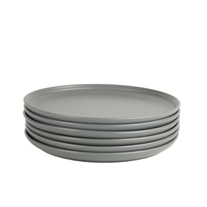 Assiette plate Double Line 10,5 po, Gris mat